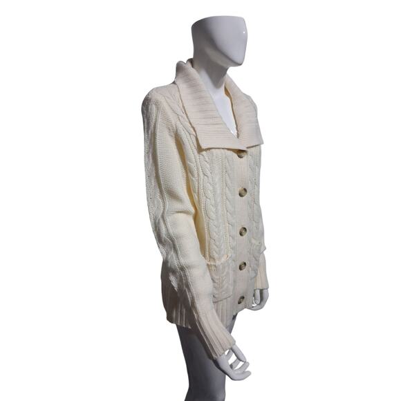 St John's Bay Chunky Womens size Medium Cable Knit Grandpa Fisherman Sweater - Picture 5 of 13